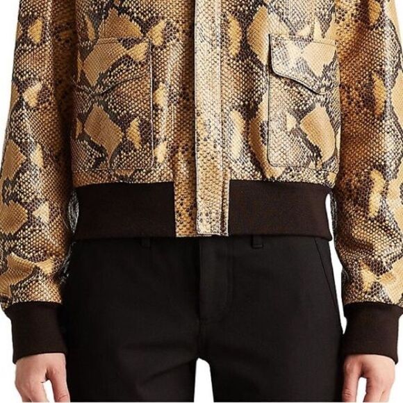 Ralph Lauren 2021 Pre-Fall Collection Lyle Python Skin Bomber Jacket - Picture 11 of 17